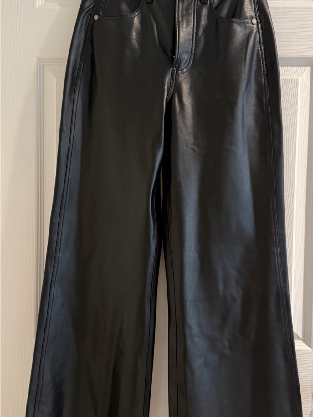 Veronica Beard Black Wide Leg Faux Leather Pants
